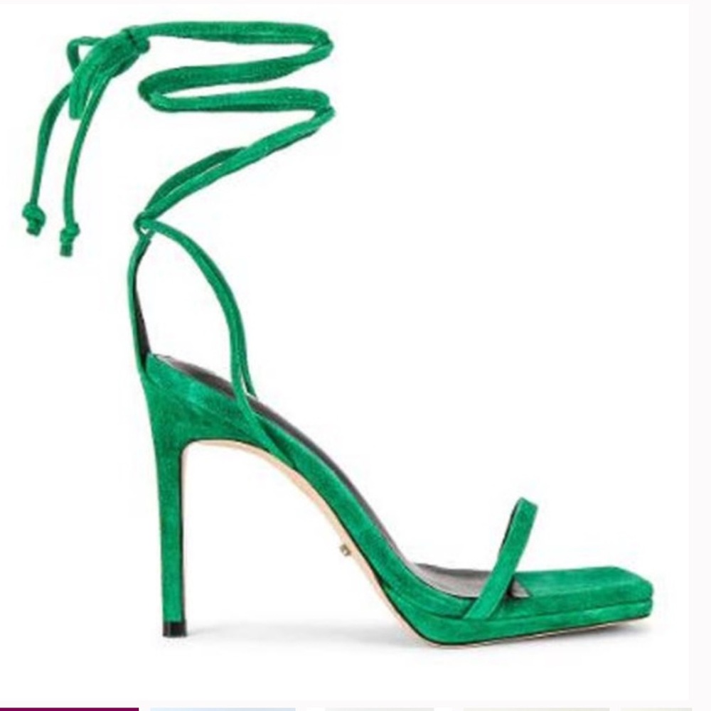 NWT Tony Bianco Suede Strappy Stiletto Fleur Sandal Jade Green Women's Size 9